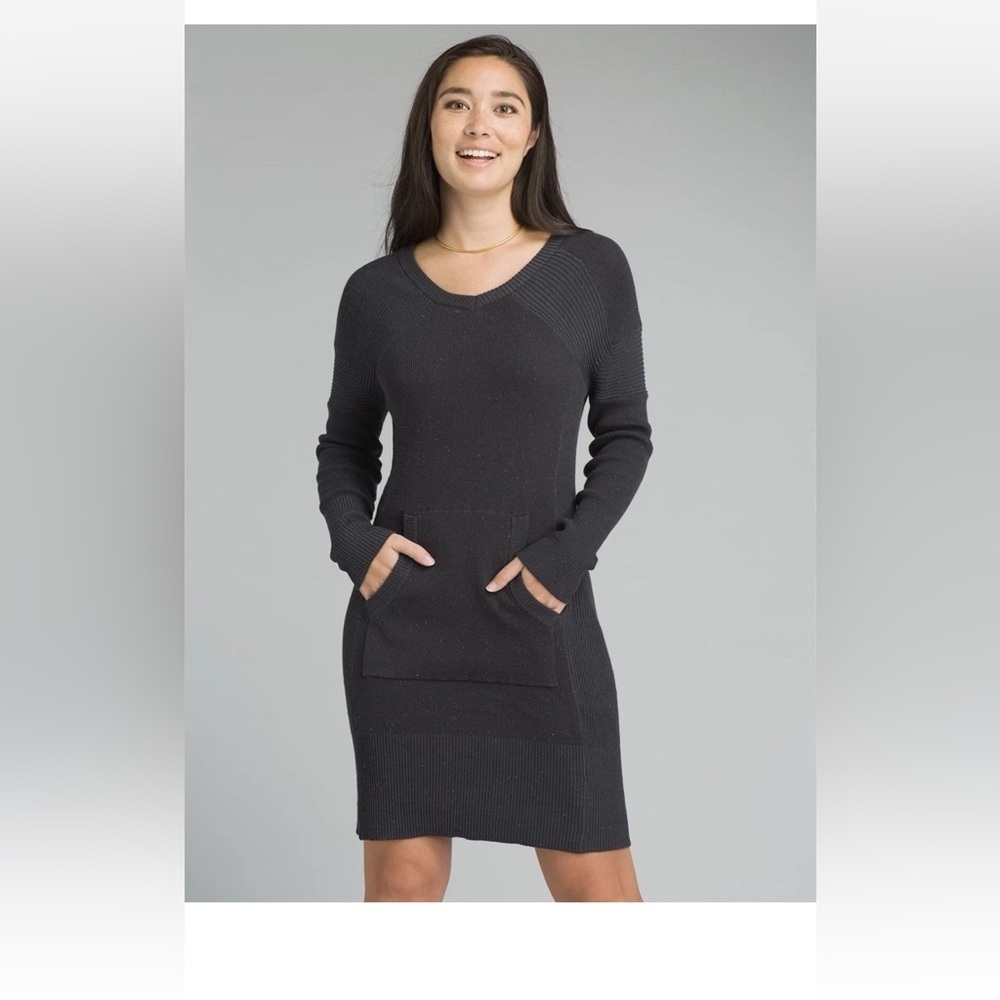 Prana Women’s Avalone Long Sleeve Sweater Dress SZ XL Charcoal Gray New Winter